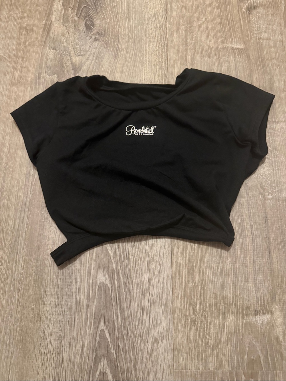 Bombshell Sportswear Black Short Sleeve Cropped Top